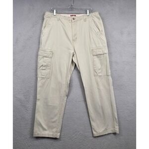 Chaps Cargo Pants Mens 34x30 Beige Straight Leg Relaxed Fit Utility FLAWED‎ READ
